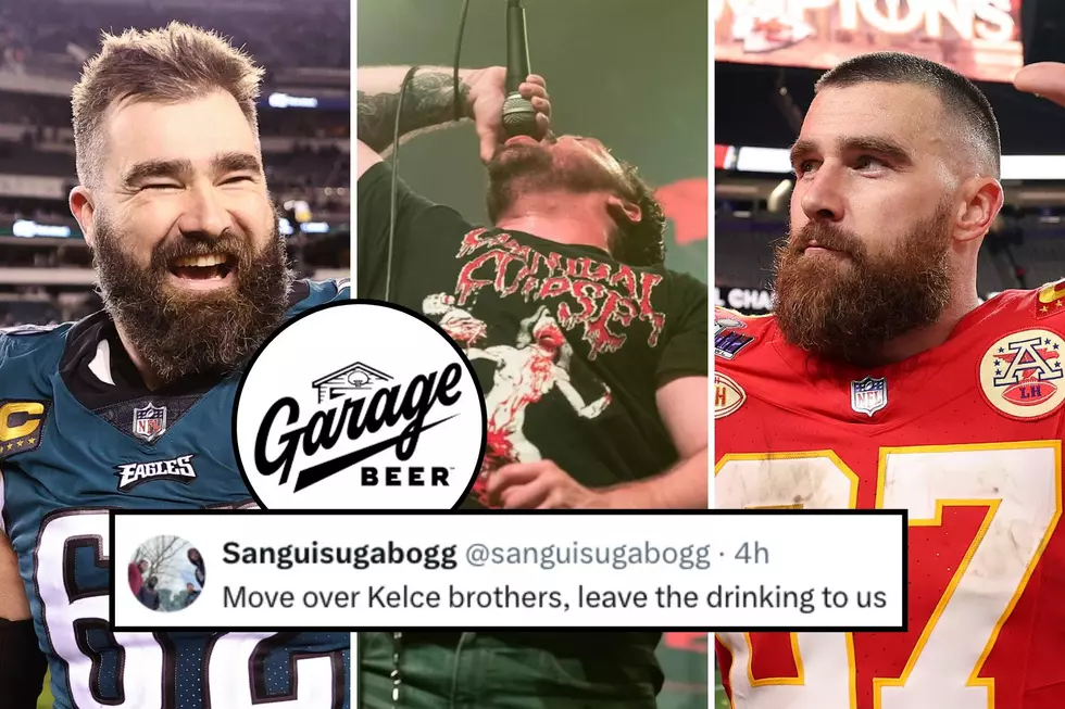 NFL's Travis + Jason Kelce Have a Beer With a Death Metal Logo